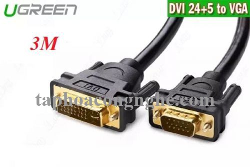 Ugreen 11618 3M màu Đen Cáp chuyển đổi DVI 24 + 5 sang VGA DV102 30011618